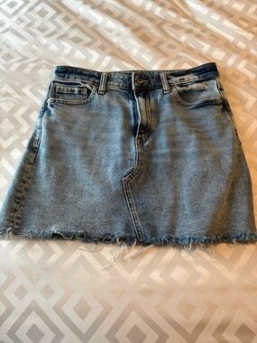 Banana Republic Light Wash Denim Mini Skirt with Raw Hem